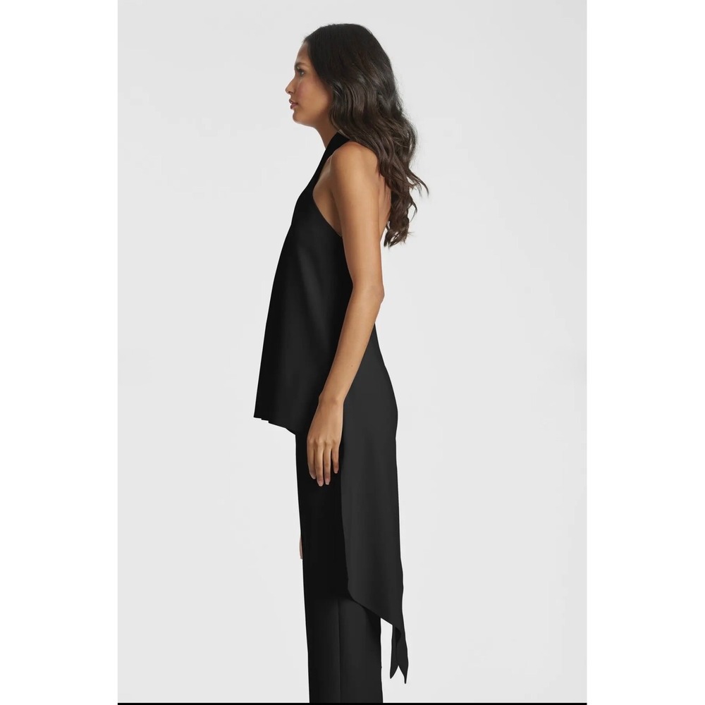 NWT Sachin & Babi Sabrina Halter Neck Top Black Draped Sleeveless Blouse Sz 14 - Picture 3 of 5